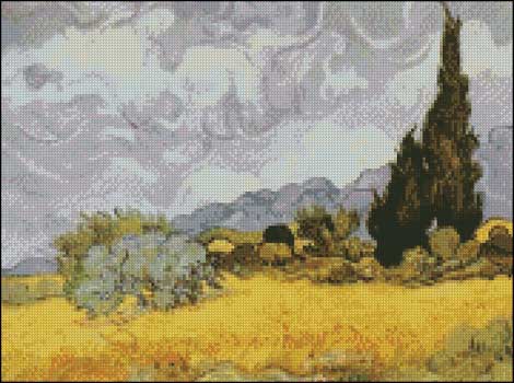 (image for) Yellow Wheat and Cypresses Petite Pattern
